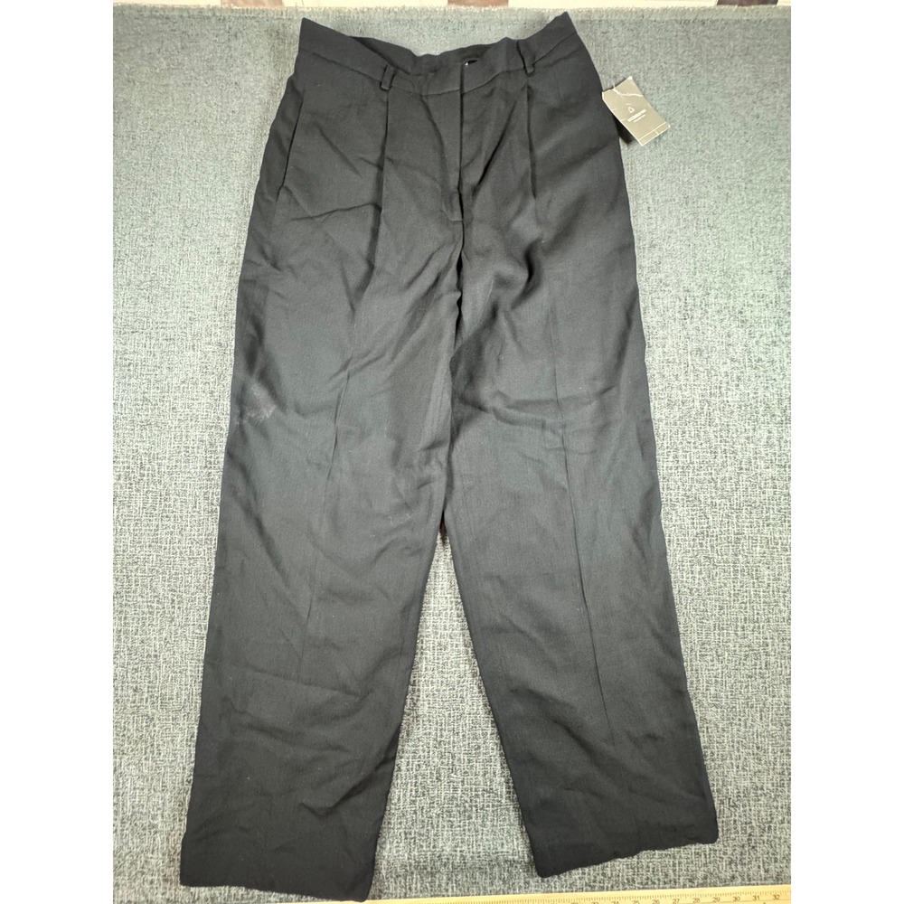 Liz Claiborne Collection Black Pleated Wide Leg Trousers Dress Pants 12 NWT